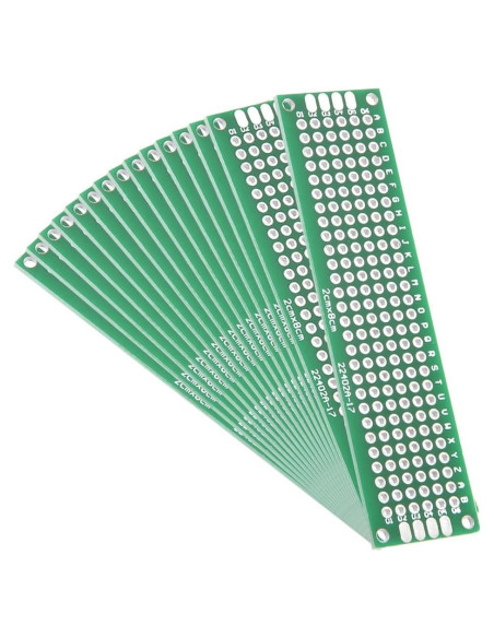 Placa PCB Doble Cara 15pcs 2x8cm uxcell para Proyectos Electrónicos