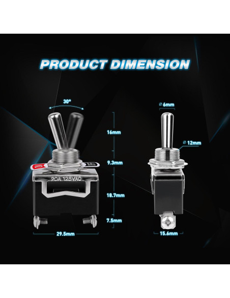 Interruptor de Palanca Nilight 90012E 15A 250V 5 Piezas