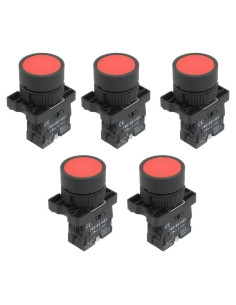 Interruptor de Botón Momentáneo Rojo uxcell 600V 10A 22mm 5pcs