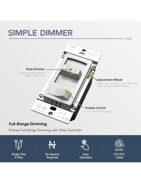 Interruptor de Luz Regulable ECOELER Blanco Paquete de 4 Interruptor de Luz Regulable ECOELER Blanco Paquete de 4