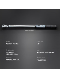 Llave de Torque Digital GROWNEER 1/2'' 17-340 Nm con Buzzer 2