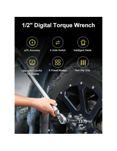 Llave de Torque Digital GROWNEER 1/2'' 17-340 Nm con Buzzer