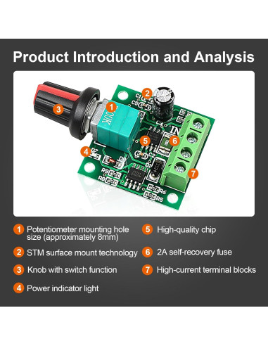 Controlador de Velocidad PWM Z.Hen 1.8V-12V 2A 30W - 2 Pcs