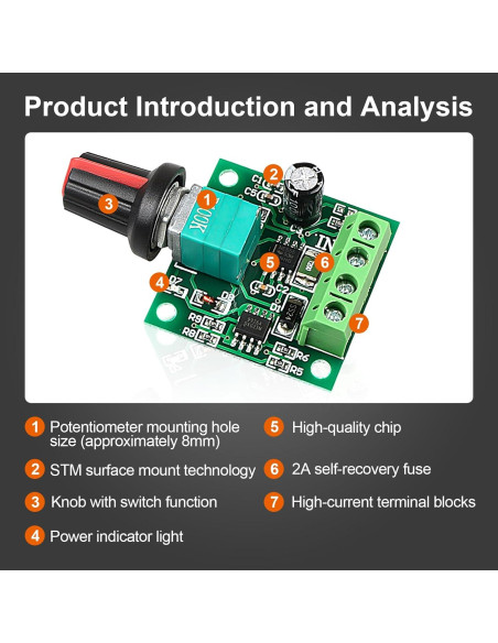 Controlador de Velocidad PWM Z.Hen 1.8V-12V 2A 30W - 2 Pcs