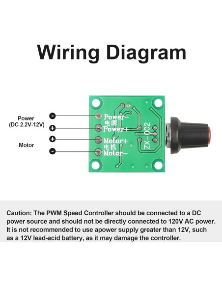 Controlador de Velocidad PWM Z.Hen 1.8V-12V 2A 30W - 2 Pcs