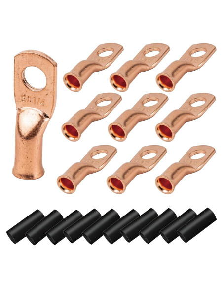 Terminales de Batería VANSIHO 8 AWG con Tubos Termocontraíbles
