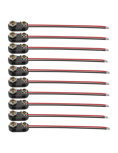 Paquete de 10 Conectores de Batería 9V Tipo I con Cable 22AWG