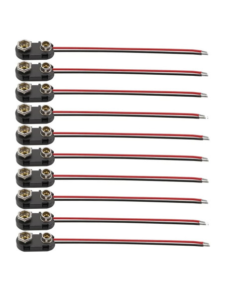 Paquete de 10 Conectores de Batería 9V Tipo I con Cable 22AWG