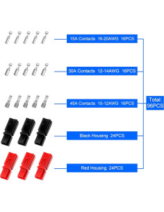 Kit de Conectores de Potencia IEUYO 96 PCS 15/30/45 Amp 2