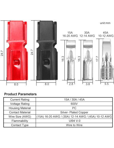 Kit de Conectores de Potencia IEUYO 96 PCS 15/30/45 Amp