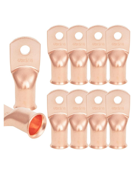 10 Terminales de Cobre 4/0 AWG para Batería NEKIEX