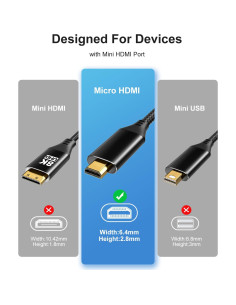 Adaptador Micro HDMI a HDMI 8K KOMGILK 48Gbps Alta Velocidad 2