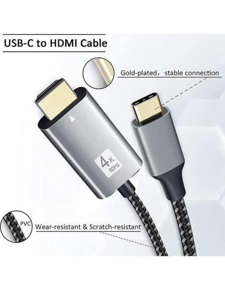 Cable USB C a HDMI 4K 60Hz QCEs 1.99m para MacBook y Galaxy
