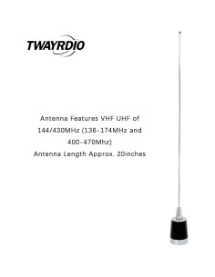 Antena NMO Banda Dual TWAYRDIO 144/430MHz VHF UHF para Radios 2