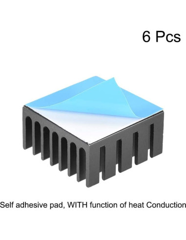 Disipador de Calor Aluminio Negro Uxcell 10x20x20mm 6 Pcs