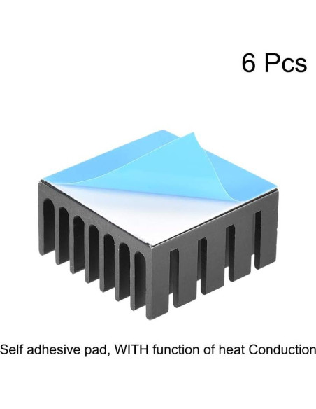 Disipador de Calor Aluminio Negro Uxcell 10x20x20mm 6 Pcs