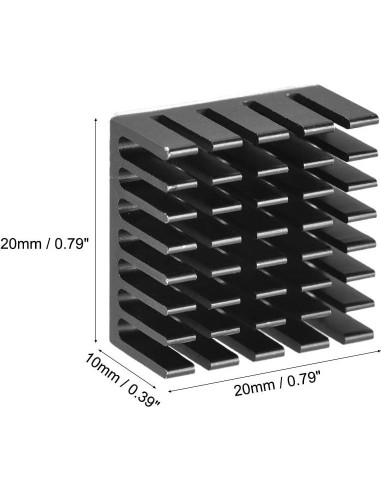 Disipador de Calor Aluminio Negro Uxcell 10x20x20mm 6 Pcs