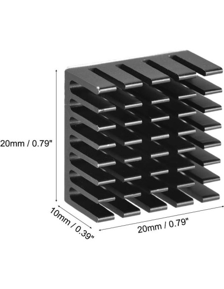 Disipador de Calor Aluminio Negro Uxcell 10x20x20mm 6 Pcs