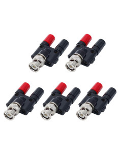 Adaptador BNC Macho a Doble Jack Banana Hembra 4mm - 5 Pcs