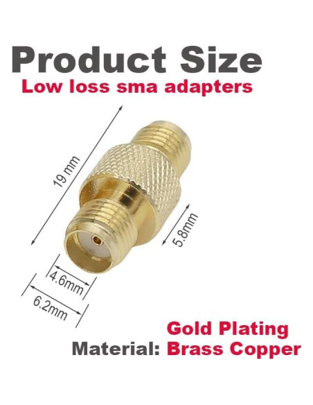 Adaptador Coaxial SMA Femenino a Femenino Exgoofit - Paquete de 4 Adaptador Coaxial SMA Femenino a Femenino Exgoofit - Paquete de 4