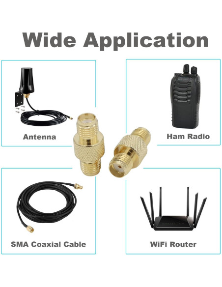 Adaptador Coaxial SMA Femenino a Femenino Exgoofit - Paquete de 4 Adaptador Coaxial SMA Femenino a Femenino Exgoofit - Paquete de 4