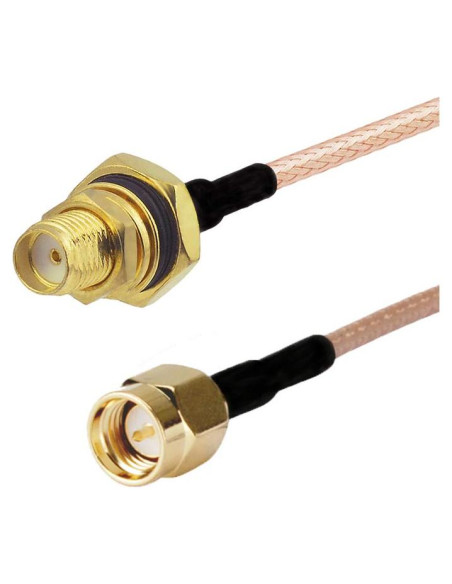 Cable Pigtail SMA Macho a SMA Hembra 30 cm RG316 50 Ohm