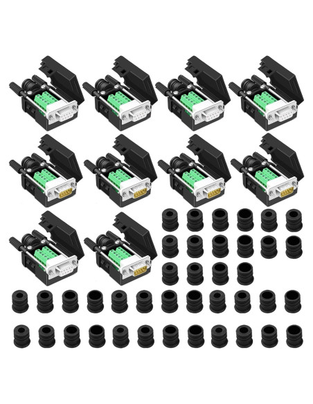 Conector DB9 Breakout ANMBEST 10PCS Macho y Hembra RS232