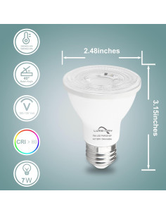 Bombillas LED PAR20 Regulables 3000K 7W E26 Paquete de 4 2