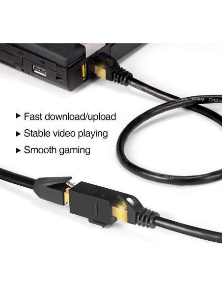 Paquete de 100 Acopladores RJ45 Cat6 VANDESAIL Keystone Negro