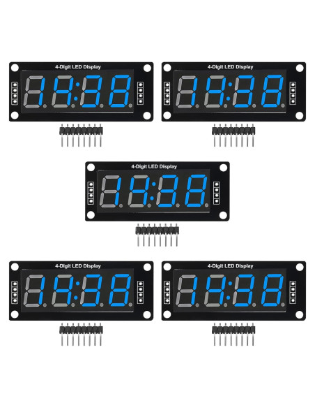 5PCS Módulo LED Digital TM1637 4 Dígitos 7 Segmentos Azul