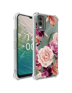 Funda protectora TPU Nokia C32 - Floral Púrpura delgada