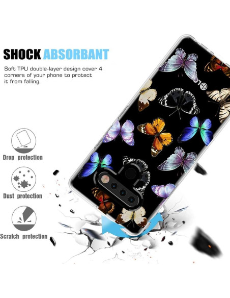 Funda TPU para LG Stylo 6 - Mariposa Colorida, Protección Golpes