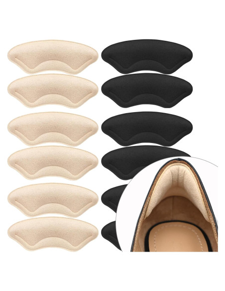 6 Pares Almohadillas de Talón Comfowner - Beige y Negro