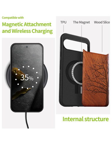 Funda de Madera Carveit para Google Pixel 9 - TPU y Grabado Laser