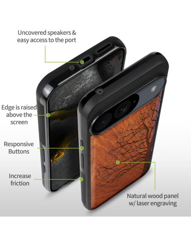 Funda de Madera Carveit para Google Pixel 9 - TPU y Grabado Laser
