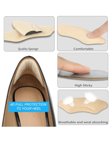 6 Pares Almohadillas de Talón Comfowner - Beige y Negro