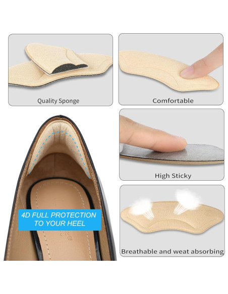 6 Pares Almohadillas de Talón Comfowner - Beige y Negro