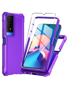 Funda protectora TCL 50 XE 5G con vidrio templado púrpura