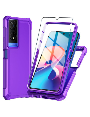 Funda protectora TCL 50 XE 5G con vidrio templado púrpura