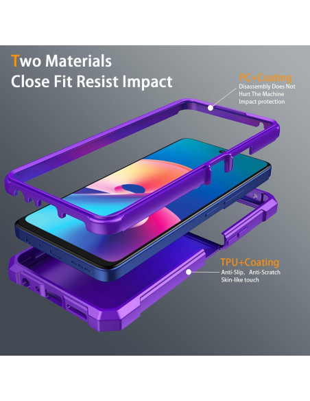 Funda protectora TCL 50 XE 5G con vidrio templado púrpura Funda protectora TCL 50 XE 5G con vidrio templado púrpura