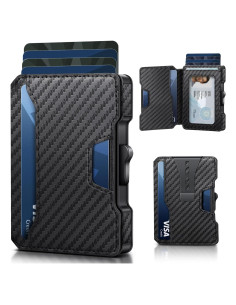 Billetera delgada Airzoo con bloqueo RFID y clip, Negro Carbon