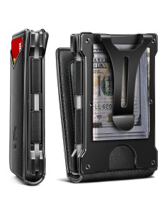 Cartera delgada KEMISANT para hombres con clip y 12 tarjetas