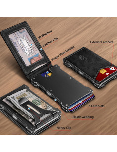 Cartera delgada KEMISANT para hombres con clip y 12 tarjetas 2