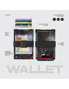 Billetera Slim Statik RFID para Hombres - Fibra de Carbono Roja 2