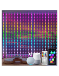 Luces de Cortina LED RGB ZAIYW 600 LEDs 6.1x3.05m WiFi