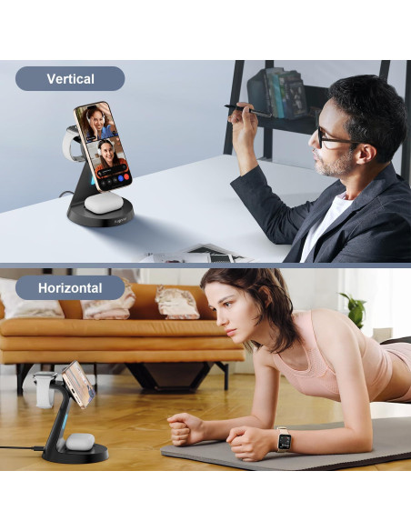 Estación de Carga Inalámbrica 3 en 1 Augnner 15W para iPhone