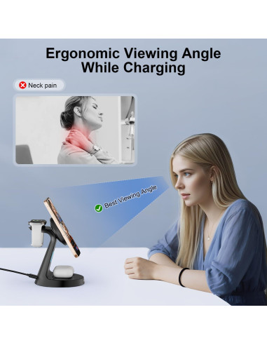 Estación de Carga Inalámbrica 3 en 1 Augnner 15W para iPhone