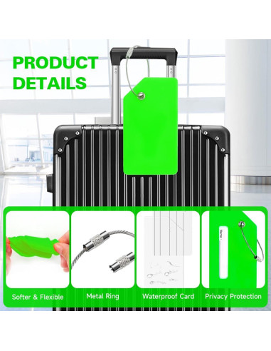 Etiquetas de Equipaje Vavious Silicona Verde 4 Piezas