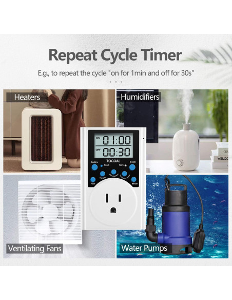 Temporizador Digital TOGOAL T319 con 3 Programas Diarios 1800W Temporizador Digital TOGOAL T319 con 3 Programas Diarios 1800W