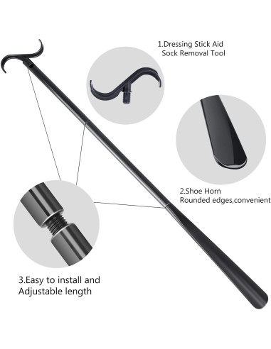 Bastón de Vestir Ajustable con Cuchara para Zapatos JJDPARTS 83 cm